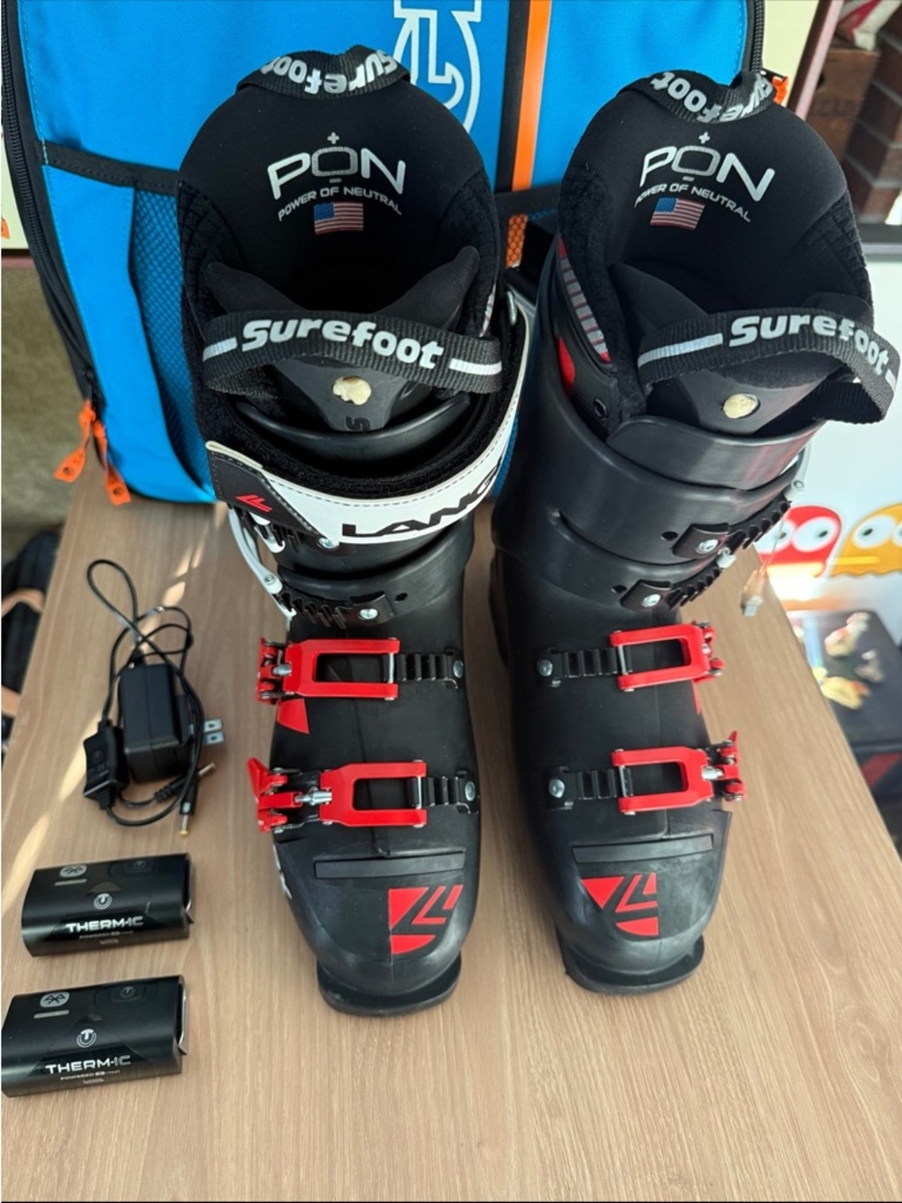 Lange RX 100 LV Ski Boots Dual Core Black White Red 25-25.5 296mm and Bag - Picture 10 of 13